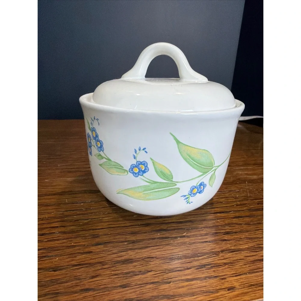 Corelle Coordinates Abundance Sugar Bowl with Lid Stoneware Floral Blue Yellow